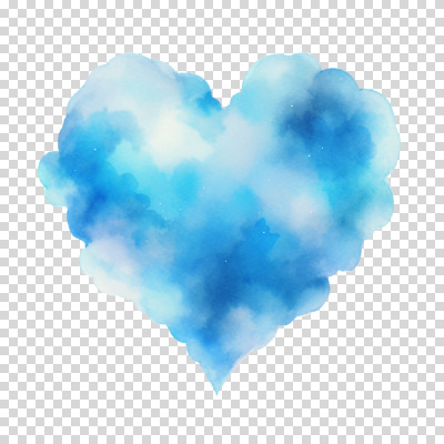 구름 편집이미지 붓터치 수채화 누끼 사람없음 파란색 하트 번짐 PNG 편집소스 자연요소 모양 컬러 파일형식 효과