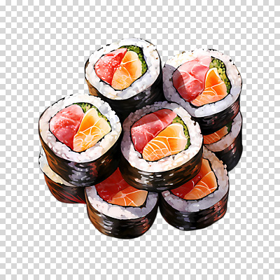 편집이미지 음식 수채화 요리 누끼 사람없음 초밥 신선 슬라이스 연어 PNG 편집소스 어류 일본음식 파일형식