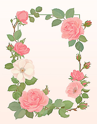 PSD 분홍색 잎 일러스트 사람없음 장미 봄 빈티지 꽃봉오리 꽃프레임 카피스페이스 국내일러스트 식물 계절 꽃 컬러 컨셉 프레임 공백 파일형식