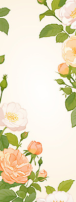 PSD 백그라운드 잎 일러스트 사람없음 장미 주황색 봄 빈티지 꽃봉오리 꽃프레임 카피스페이스 국내일러스트 식물 계절 꽃 컬러 컨셉 프레임 공백 파일형식