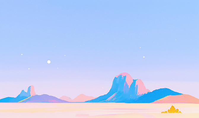 PSD 백그라운드 일러스트 밤하늘 풍경 사람없음 보라색 새벽 꿈 사막 달 감성 몽환 국내일러스트 자연요소 컬러 컨셉 하늘 야간 파일형식