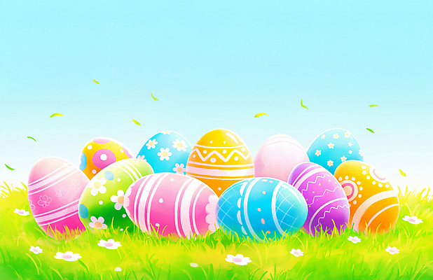 JPG 기독교 잎 일러스트 하늘 잔디 사람없음 컬러풀 햇빛 맑음 들꽃 화려 부활절계란 국내일러스트 AI일러스트 AI콘텐츠 식물 꽃 종교 컬러 컨셉 날씨 부활절 태양 계란 파일형식