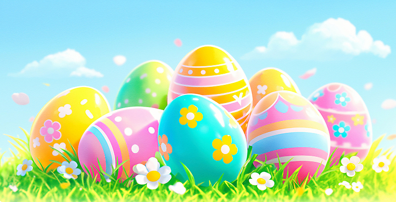 JPG 구름 기독교 일러스트 하늘 잔디 사람없음 컬러풀 햇빛 맑음 들꽃 화려 부활절계란 국내일러스트 AI일러스트 AI콘텐츠 자연요소 식물 꽃 종교 컬러 컨셉 날씨 부활절 태양 계란 파일형식