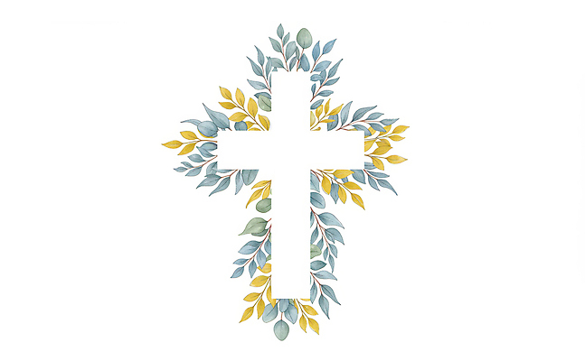 JPG 기독교 잎 일러스트 수채화 사람없음 초록색 십자가모양 카피스페이스 국내일러스트 AI일러스트 AI콘텐츠 모양 식물 종교 컬러 십자가 공백 파일형식