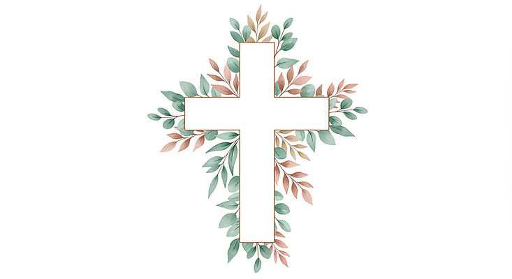 JPG 기독교 잎 일러스트 수채화 사람없음 초록색 십자가모양 카피스페이스 국내일러스트 AI일러스트 AI콘텐츠 모양 식물 종교 컬러 십자가 공백 파일형식