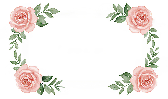 JPG 분홍색 일러스트 봄꽃 나뭇잎 수채화 프레임 사람없음 장미 카피스페이스 국내일러스트 AI일러스트 AI콘텐츠 꽃 컬러 잎 봄 공백 파일형식