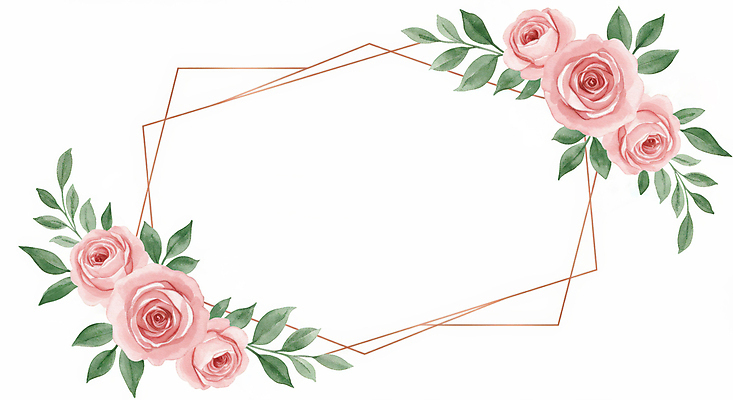 JPG 분홍색 일러스트 봄꽃 나뭇잎 수채화 프레임 사람없음 장미 카피스페이스 국내일러스트 AI일러스트 AI콘텐츠 꽃 컬러 잎 봄 공백 파일형식