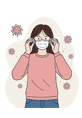 PSD 여자 분홍색 일러스트 한명 상반신 성인 건강관리 바이러스 위생 예방 마스크착용 생활습관 성인여자한명만 미세먼지 일러캐릭터 캐릭터 1 컬러 건강 관리 마스크 사람 사회이슈 먼지 습관 여자한명만 성인여자만 파일형식