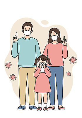 전신 PSD 여자 남자 어린이 일러스트 가족 안내 소녀 성인 세명 건강관리 가리킴 바이러스 위생 예방 기침 마스크착용 생활습관 미세먼지 일러캐릭터 캐릭터 관계 건강 관리 마스크 사람 손짓 사회이슈 먼지 습관 파일형식