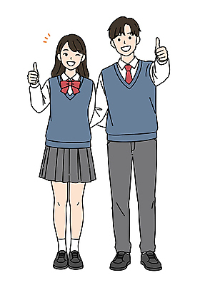 전신 PSD 학생 여자 남자 교복 허리손 일러스트 청소년 미소 두명 친구 따봉 활기 십대만 국내일러스트 일러캐릭터 캐릭터 옷 포즈 컨셉 관계 표정 사람 최고 파일형식