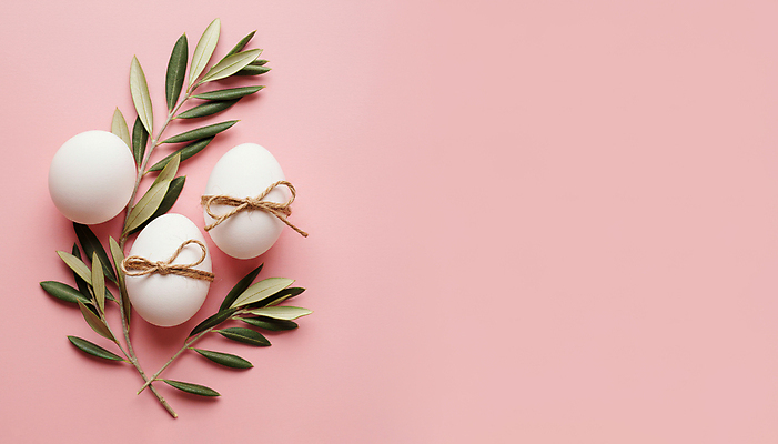JPG 편집이미지 리본 종교 분홍색 잎 사람없음 부활절계란 유칼립투스 짚끈 카피스페이스 편집실사 AI포토 AI콘텐츠 식물 컬러 부활절 계란 공백 끈 CG 파일형식