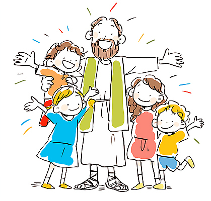 전신 여자 남자 행복 기독교 어린이 일러스트 안기 팔벌리기 서기 웃음 소녀 소년 여러명 성인 예수 국내일러스트 AI파일 감정 종교 다수 모션 표정 사람 신_종교 파일형식 벡터