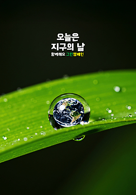 PSD 편집이미지 포스터 지구 자연 사람없음 초록색 물 자연보호 환경 그린캠페인 물방울 풀잎 보호 이슬 지구의날 이미지편집 자연요소 기념일 캠페인 컬러 컨셉 잎 풀_식물 생태계 파일형식