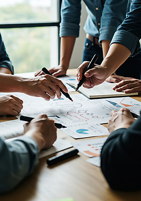 JPG 편집이미지 손 회사 창문 회의 협력 여러명 신체부위 펜 잡기 업무 문서 나무탁자 의료성형뷰티 편집실사 AI인물포토 AI콘텐츠 다수 비즈니스 모션 탁자 사람 필기구 작업 CG 파일형식 AI포토