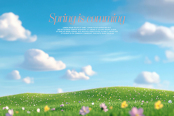 PSD 구름 편집이미지 꽃밭 봄꽃 하늘 잔디 초원 사람없음 햇빛 맑음 봄 언덕 화창 이미지편집 자연요소 식물 계절 꽃 날씨 태양 파일형식