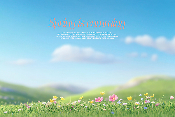 PSD 구름 편집이미지 꽃밭 봄꽃 하늘 잔디 초원 사람없음 햇빛 맑음 봄 언덕 화창 이미지편집 자연요소 식물 계절 꽃 날씨 태양 파일형식