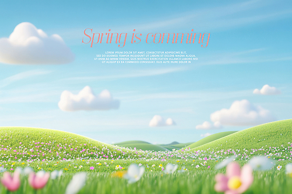 PSD 구름 편집이미지 꽃밭 봄꽃 하늘 잔디 초원 사람없음 햇빛 맑음 봄 언덕 화창 이미지편집 자연요소 식물 계절 꽃 날씨 태양 파일형식