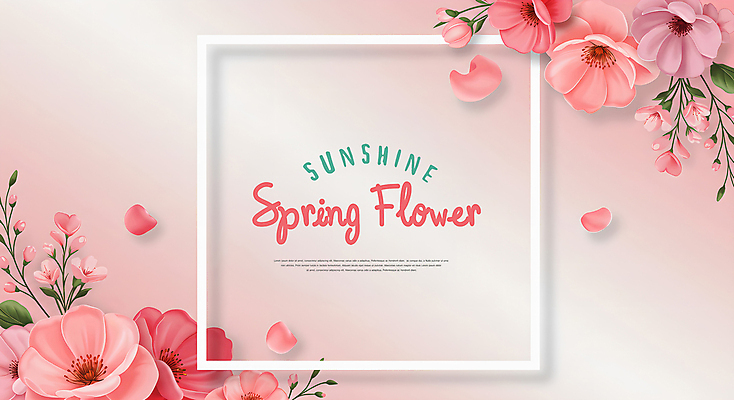 PSD 템플릿 꽃잎 분홍색 봄꽃 수채화 프레임 이벤트 사람없음 화려 그라데이션 이미지템플릿 꽃 컬러 컨셉 봄 파일형식