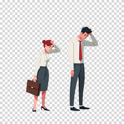 전신 편집이미지 여자 남자 서류가방 들기 누끼 정장 성인 두명 손들기 비즈니스맨 비즈니스우먼 좌절 PNG 성인만 옷 감정 컨셉 가방 비즈니스 모션 사람 직장인 파일형식