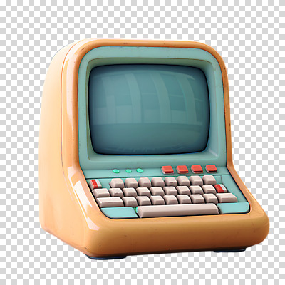 편집이미지 누끼 사람없음 컴퓨터 3D 주황색 키보드 빈티지 오브젝트 복고 PNG 컬러 컨셉 전자제품 디지털합성 파일형식