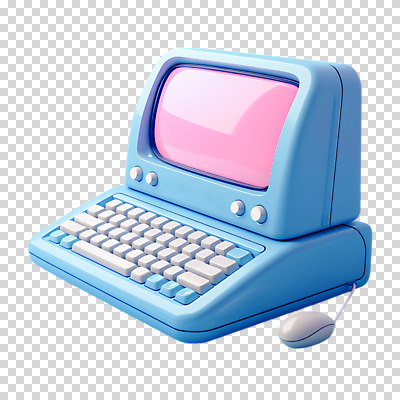 편집이미지 하늘색 누끼 사람없음 컴퓨터 3D 키보드 마우스 빈티지 오브젝트 복고 PNG 컨셉 파란색 전자제품 컴퓨터용품 디지털합성 파일형식