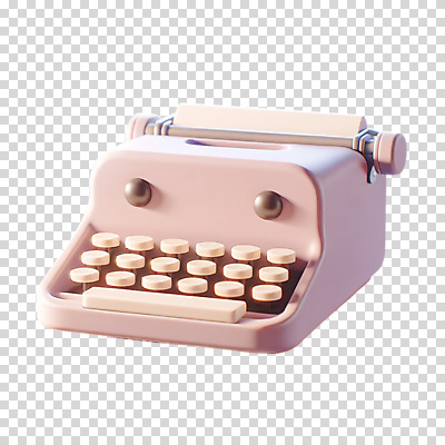 편집이미지 분홍색 누끼 사람없음 3D 귀여움 복고 타자기 PNG 컬러 컨셉 골동품 디지털합성 파일형식
