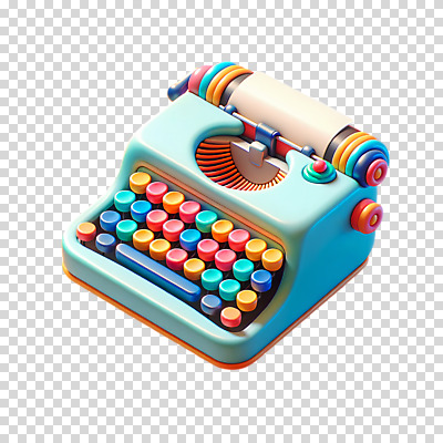 편집이미지 누끼 사람없음 컬러풀 3D 귀여움 복고 타자기 PNG 컬러 컨셉 골동품 디지털합성 파일형식