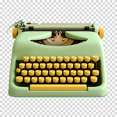 편집이미지 누끼 사람없음 연두색 3D 귀여움 복고 타자기 PNG 컨셉 초록색 골동품 디지털합성 파일형식