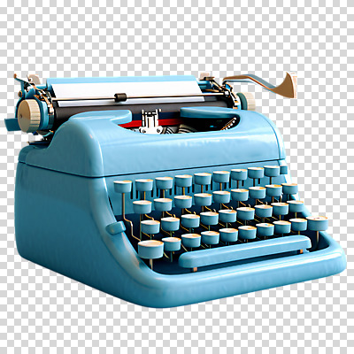 편집이미지 종이 하늘색 누끼 사람없음 3D 귀여움 복고 타자기 PNG 컨셉 파란색 골동품 디지털합성 파일형식