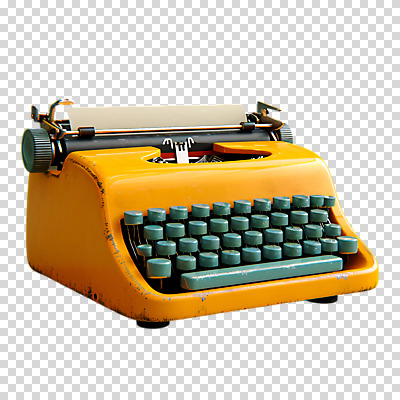 편집이미지 종이 누끼 사람없음 노란색 3D 귀여움 복고 타자기 PNG 컬러 컨셉 골동품 디지털합성 파일형식