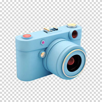 편집이미지 하늘색 누끼 사람없음 3D 카메라 귀여움 복고 PNG 컨셉 파란색 전자제품 디지털합성 파일형식