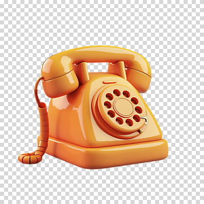편집이미지 누끼 사람없음 3D 귀여움 주황색 복고 PNG 다이얼전화 컬러 컨셉 전화기 디지털합성 파일형식