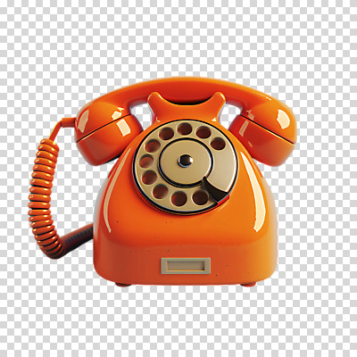 편집이미지 누끼 사람없음 3D 귀여움 주황색 복고 PNG 다이얼전화 컬러 컨셉 전화기 디지털합성 파일형식