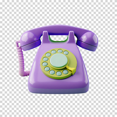 편집이미지 누끼 사람없음 3D 귀여움 보라색 복고 PNG 다이얼전화 컬러 컨셉 전화기 디지털합성 파일형식