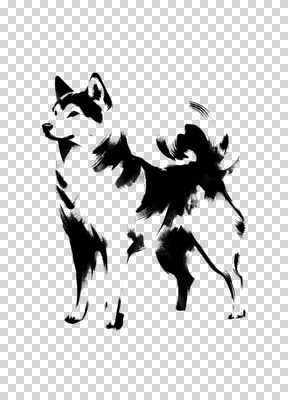 편집이미지 한마리 붓터치 수묵화 누끼 사람없음 검은색 개 동양화 PNG 1 컬러 포유류 미술 파일형식