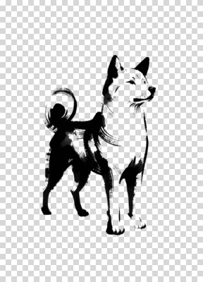 편집이미지 한마리 붓터치 수묵화 누끼 사람없음 검은색 개 동양화 PNG 1 컬러 포유류 미술 파일형식