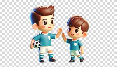 전신 편집이미지 남자 어린이 인물캐릭터 축구공 3D캐릭터 누끼 소년 성인 두명 3D 축구 즐거움 축구복 하이파이브 PNG 부자지간 남자만 캐릭터 감정 아들 공 축구용품 가족 사람 손짓 운동복 구기 아빠 디지털합성 파일형식