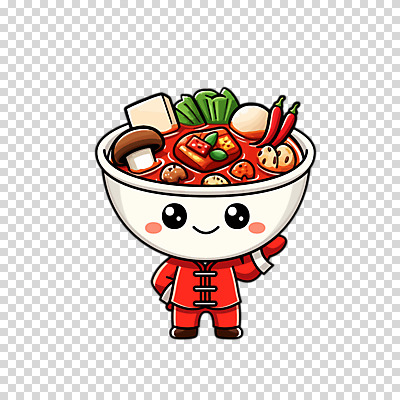 편집이미지 요리 누끼 사람없음 빨간색 요리사 음식캐릭터 PNG 맛집 마라탕 직업 캐릭터 음식 컬러 중식 파일형식