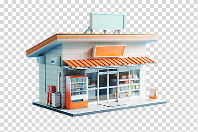 편집이미지 간판 누끼 사람없음 건물 3D 문 모형 주황색 미니어처 PNG 자판기 편의시설 편의점 건축물 컬러 상점 디지털합성 시설 파일형식