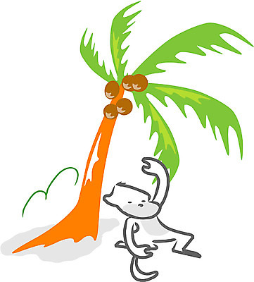 EPS 클립아트 나무 식물 동물 척추동물 한마리 육지동물 일러스트 포유류 한그루 해변 사람없음 야자수 원숭이 열대식물 야자열매 국내일러스트 1 열매 바다 파일형식 벡터