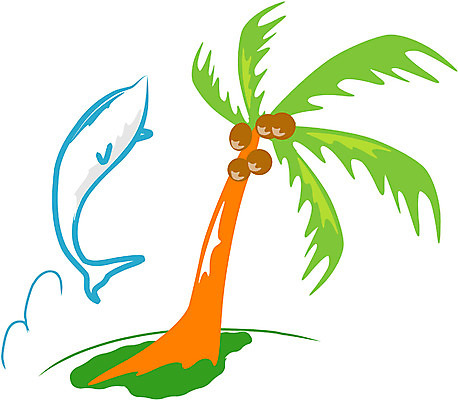 EPS 클립아트 나무 식물 동물 척추동물 한마리 바다 일러스트 포유류 한그루 해변 사람없음 야외 야자수 바다동물 열대식물 고래 돌고래 야자열매 국내일러스트 1 열매 수중동물 파일형식 벡터