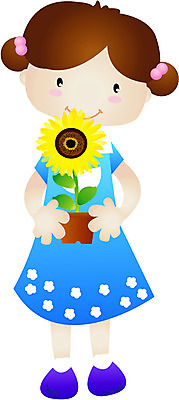 EPS 전신 클립아트 식물 여자 꽃 화분 초등학생 어린이 컬러 일러스트 해바라기 한명 서기 들기 사람 소녀 노란색 여자만 여자한명만 어린이만 소녀만 소녀한명만 국내일러스트 1 학생 모션 파일형식 벡터