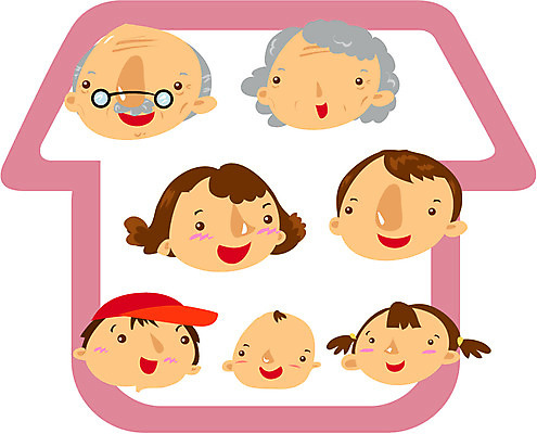 EPS 클립아트 여자 남자 얼굴 일러스트 가정 가족 대가족 주택 사람 여러명 화목 삼대 국내일러스트 다수 컨셉 관계 건물 신체부위 파일형식 벡터