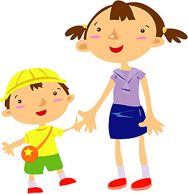 EPS 전신 클립아트 여자 남자 어린이 일러스트 가족 남매 서기 사람 소녀 소년 두명 동생 누나 어린이만 국내일러스트 관계 모션 파일형식 벡터