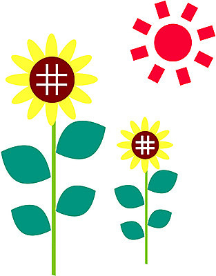 EPS 식물 아이콘 꽃 여름꽃 자연 해바라기 사람없음 빨간색 초록색 태양 노란색 두송이 두그루 2D아이콘 자연요소 컬러 2 생태계 파일형식 벡터 여름_계절