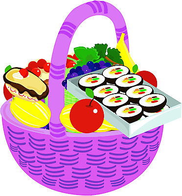 EPS 아이콘 한식 빵 과일 가족 포도 바나나 사람없음 컬러풀 소풍 바구니 케이크 사과 멜론 김밥 도시락 참외 음식바구니 2D아이콘 음식 컬러 관계 디저트 야외활동 파일형식 벡터