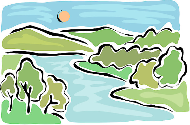 EPS 주간 클립아트 나무 식물 백그라운드 일러스트 자연 하늘 산 풍경 사람없음 야외 강 태양 숲 국내일러스트 자연요소 생태계 파일형식 벡터