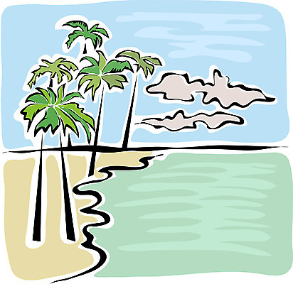 EPS 주간 클립아트 나무 식물 구름 모래 바다 백그라운드 일러스트 자연 하늘 풍경 해변 사람없음 야외 모래사장 야자수 열대식물 국내일러스트 자연요소 생태계 파일형식 벡터