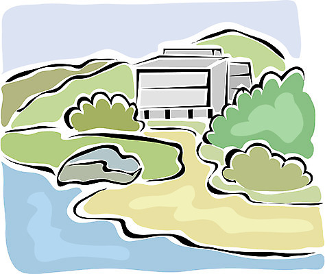 EPS 주간 클립아트 나무 식물 백그라운드 일러스트 자연 산 주택 풍경 초원 사람없음 야외 강 돌_바위 바위 숲 국내일러스트 자연요소 건물 생태계 파일형식 벡터