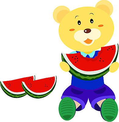 EPS 전신 클립아트 동물 척추동물 캐릭터 한마리 육지동물 열매 동물캐릭터 과일 일러스트 포유류 수박 들기 앉기 사람없음 먹기 곰캐릭터 세조각 일러캐릭터 식물 1 곰 모션 3 파일형식 벡터